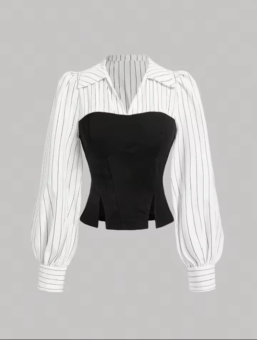 Camisa de solapa empalmada a rayas
