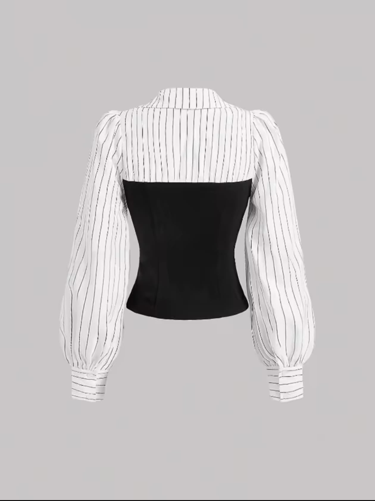 Camisa de solapa empalmada a rayas