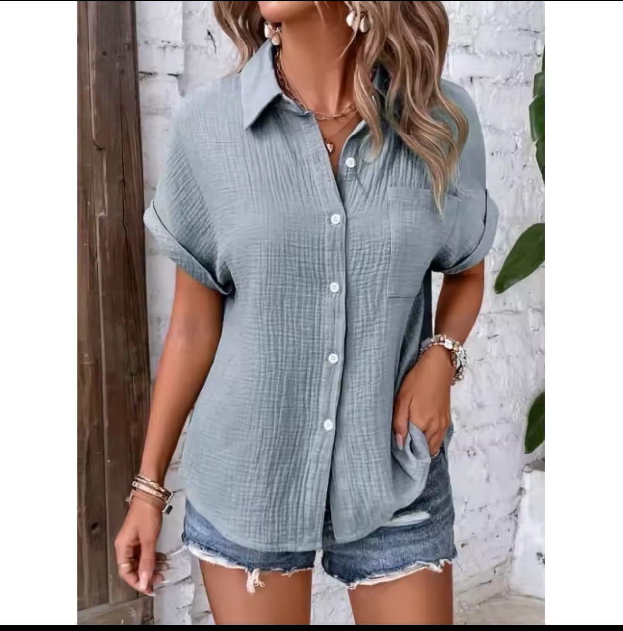 Blusa Casual de Algodón