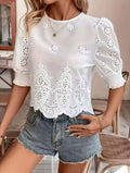 Blusa de encaje blanco