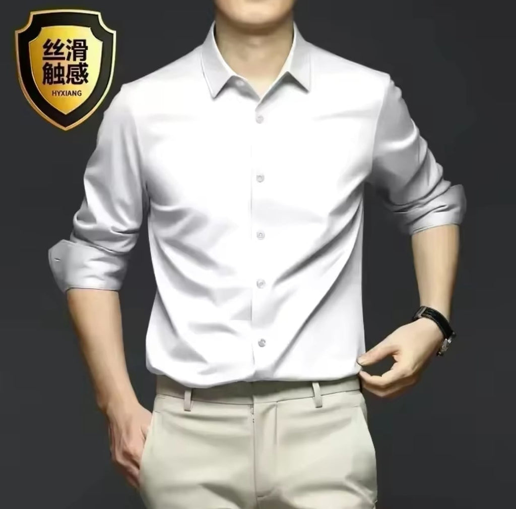 Camisa de manga larga para hombre, vestido de negocios resistente a las arrugas, sin hierro, traje informal profesional de alta gama, camisa blanca, S-6XL