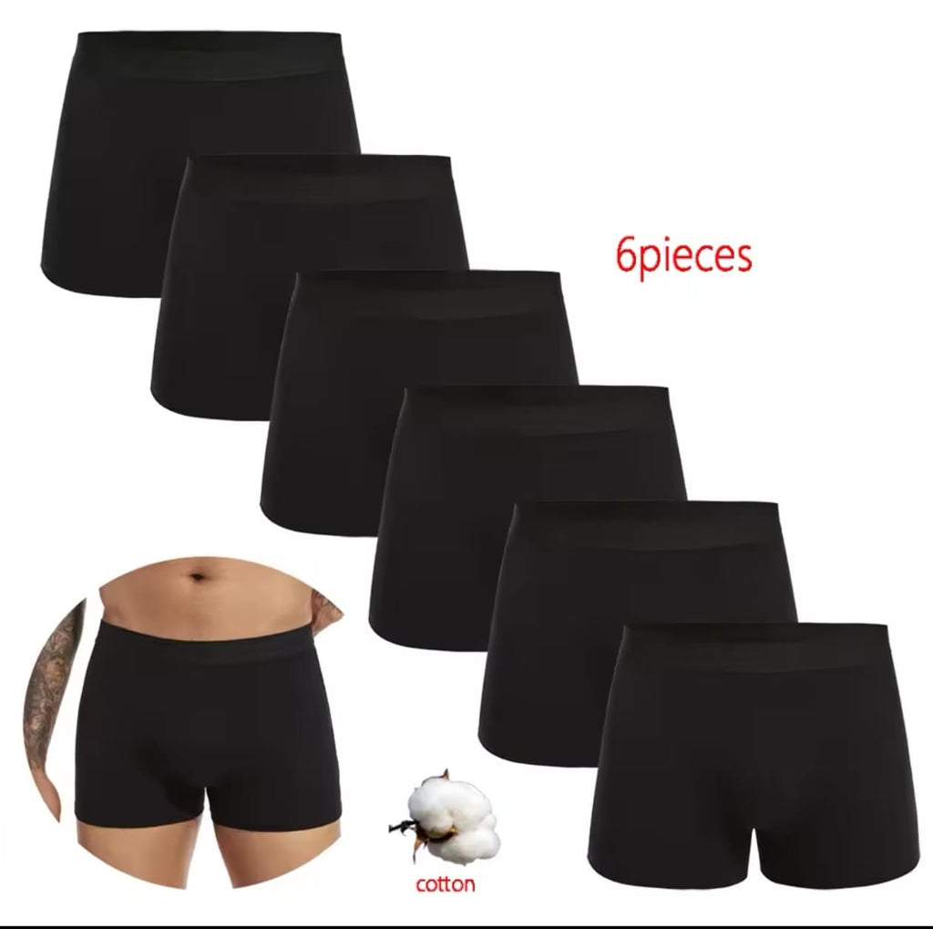 paquete de 6 piezas Calzoncillos bóxer para hombre, ropa interior suave y transpirable, color negro, 2024