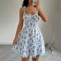 Vestido corto de playa con tirantes finos florales de verano para mujer, vestidos para mujer, ropa de mujer, ropa de mujer, vestido, nuevo en vestido
