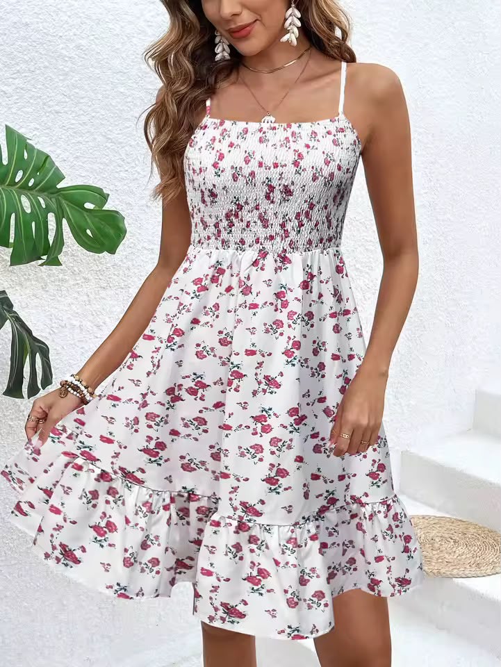Vestido de tirantes finos fruncido