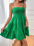 Minivestido con corpiño ahumado y tirantes finos