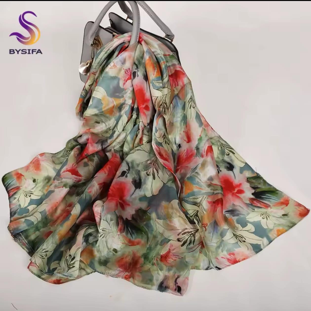 Bufanda blanca de seda de morera para 100%, chal para mujer, nuevo diseño Floral, chal largo de playa para verano, bufandas de lujo para el cuello para mujer, Hijabs