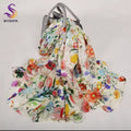 Bufanda blanca de seda de morera para 100%, chal para mujer, nuevo diseño Floral, chal largo de playa para verano, bufandas de lujo para el cuello para mujer, Hijabs