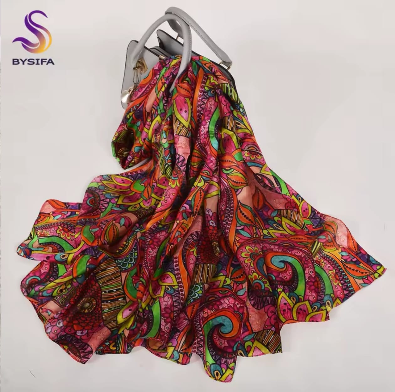 Bufanda blanca de seda de morera para 100%, chal para mujer, nuevo diseño Floral, chal largo de playa para verano, bufandas de lujo para el cuello para mujer, Hijabs