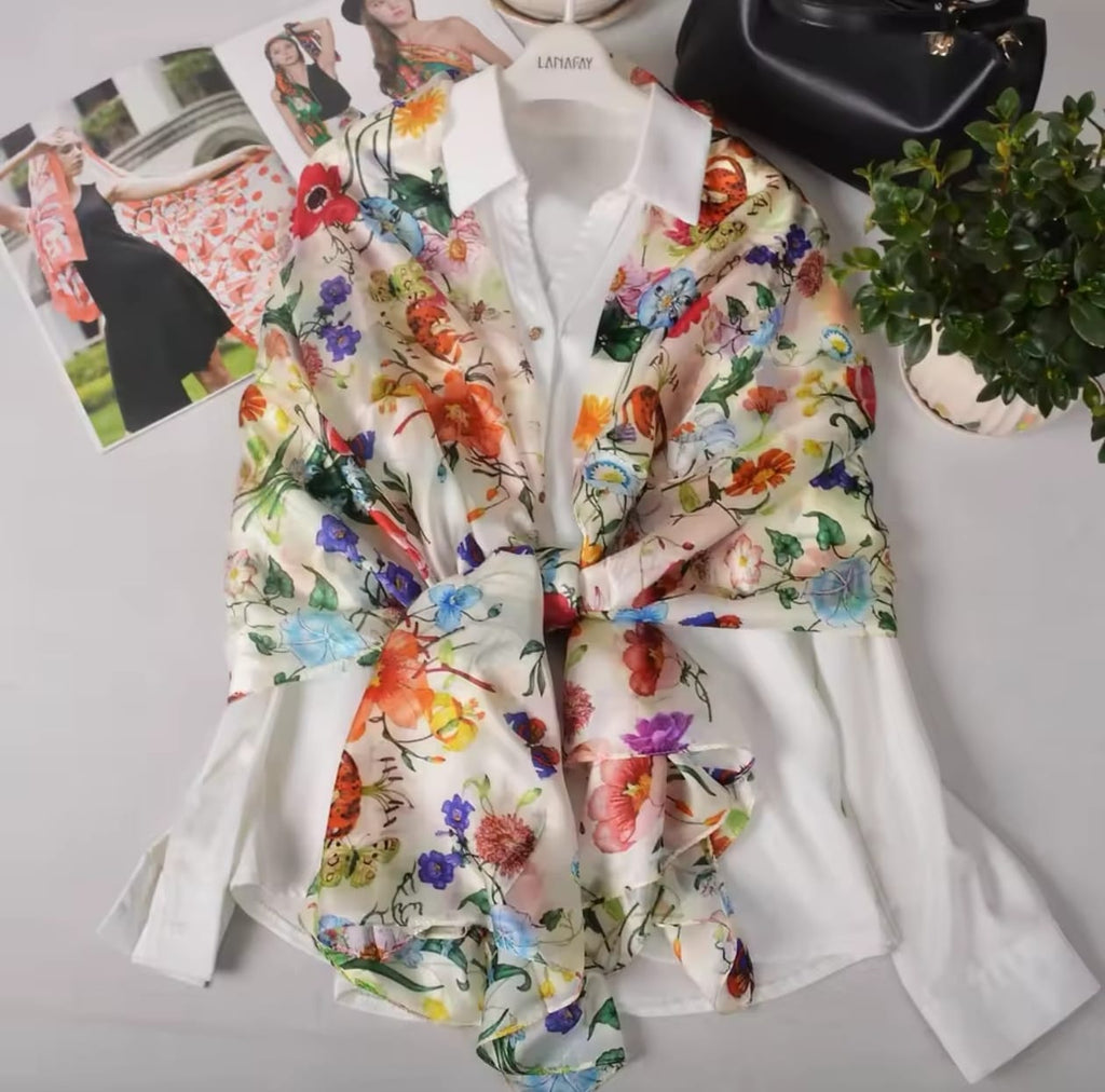 Bufanda blanca de seda de morera para 100%, chal para mujer, nuevo diseño Floral, chal largo de playa para verano, bufandas de lujo para el cuello para mujer, Hijabs